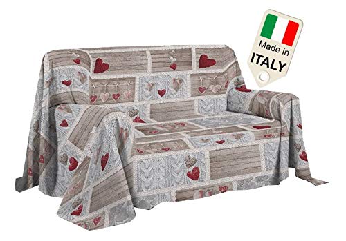 Biancheria&Casa Copridivano copriletto Shabby Love copritutto Made in Italy Gran foular Telo : Colore - Rosso, Misura - cm 250x290