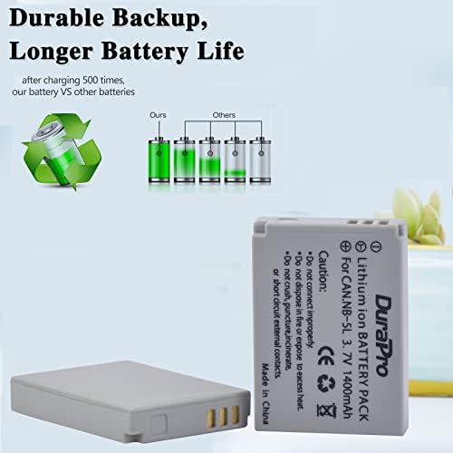 DuraPro 2Pcs NB-5L NB 5L Battery + LCD USB Charger for Canon NB-5L Battery Powershot S100 SX200 SX230 HS SX210 IS SD790 IS SX200 IS SD800 IS SD890 IS