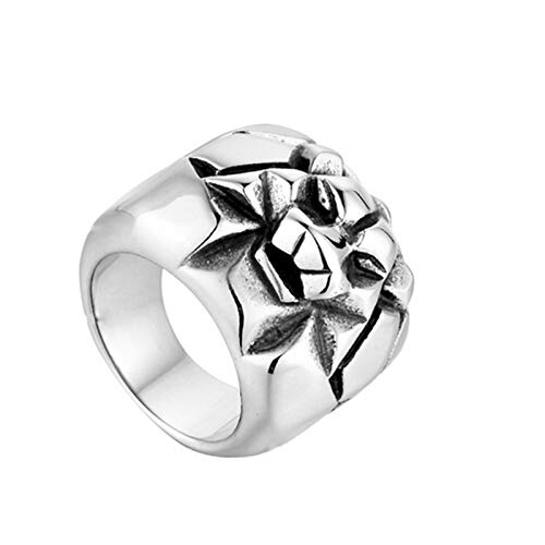 Epinki Stainless Steel Men Ring Silver Lion Head Fashion Punk Rock Jewelry Size 12