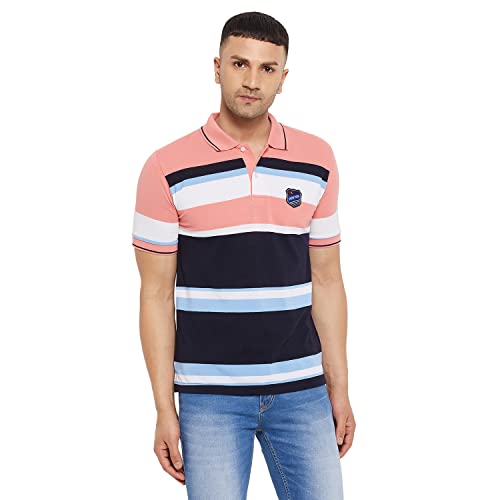 Image of First Krush Men's Half Sleeve Polo Neck Striper T-shirt-RSFPKTS-01
