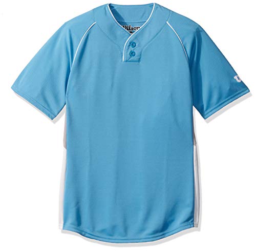 WILSON Sporting Goods Double Bar Mesh 2-Button Jersey, Adult Large, Light Blue
