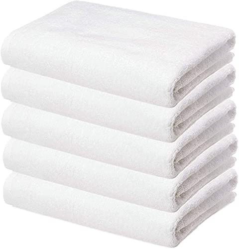 100% Cotton Large Full Size White Bath Towels for Hotel and Spa, Super Soft Absorbent Antibacterial, 350 GSM, Full Large Size-60 inch x 30 inch or 152 cm x 76 cm (5 Piece)