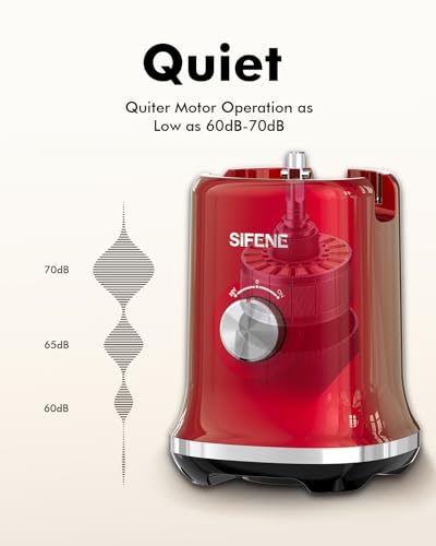 Image of SIFENE Whole Slow Masticating Juicer, 4.3 inch Wide Chute, Quiet Motor, Red | 110mm extra wide chute, 60dB quiet operation, high-torque motor, reverse function, BPA-free parts, whole produce prep