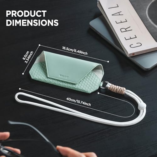 Image of VULKIT Portable Eye Glasses Case for Women & Men, Slim Sunglass Case, Unisex Eyeglass Case, with Adjustable Neck Lanyard