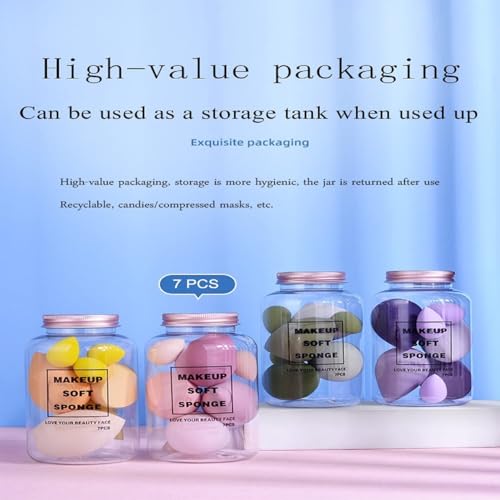 Image of SUNISA Makeup Sponge Set Beauty Blender with Egg Case, Soft Sponge Liquid Foundation, Creams, (Multicolor 4 Big + 3 Mini -7 Pcs set) with 2 Pcs Makeup Puff Triangle Powder Puff(BLACK) (TRAINGLE)