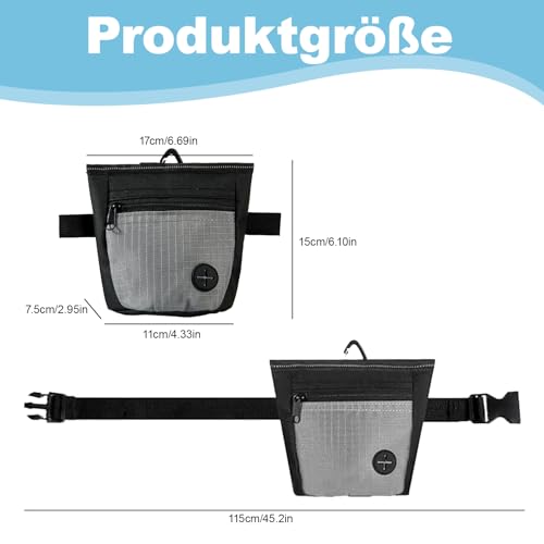 KRYMXAR Leckerlitasche für Hunde, 2-in-1 Hundetraining Set mit Futterbeutel und Clicker, Bauchtasche für Hundespaziergang, praktische Gassi Tasche mit Kotbeutelhalter