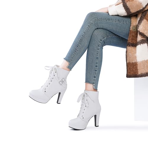 susanny high heel boots for womenwomens platform boot heels sexy round toe lace up high heels mid calf boots