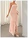 Floerns Tube Tops Dress for Women Asymmetrical Stretch Sexy Ruched Long Bodycon Cocktail Evening Wedding Guest Dress Pink X-Small