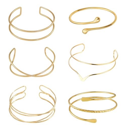【Gioielleria di moda】Un ordine include 6 pezzi di bracciali minimalisti per il braccio superiore in diversi stili. Braccialetti di polsini di stile diverso aggiungono più freschezza per i tuoi look di tutti i giorni.