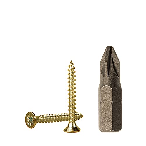 Lote de 500 tornillos de madera de acero chapado en zinc amarillo de 2,5 x 20 mm, tornillos de aglomerado, tornillo universal Pozi-Drive, PZ cabeza avellanada Pozidriv (500, 2,5 x 20 mm)