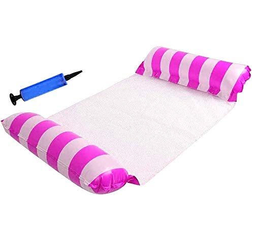 sopplea 4-in-1 Premium Swimming Pool Float Hammock, Multi-Purpose Inflatable Hammock (Saddle, Lounge Chair, Hammock, Drifter), Water Hammock Lounge (Pink and Lightblue)
