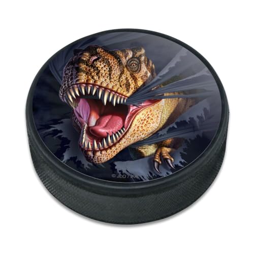 T-Rex Dinosaur Ripping Ice Hockey Puck