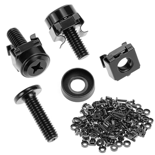 QWORK® 50 Piezas Tuercas enjauladas y Tornillos M6x20mm, Negro, para Racks de Panel de conexión y Carcasas de Servidor