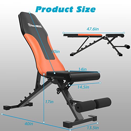 Sincmill Weight Bench Adjustable Workout Bench For Home Exercise Bench Gym Bench, Strength Training. Foldable Incline Decline Lifting.orange #TOP4