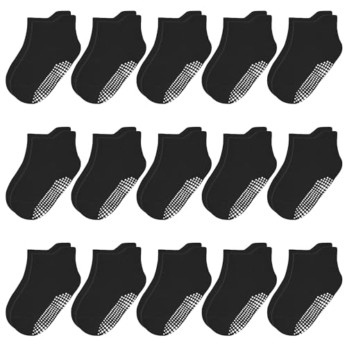 Image of HYCLES Toddler Girl Socks, 12 Pairs Non Slip Ankle Toddler Socks for 1-7 Years Baby Girls Kids