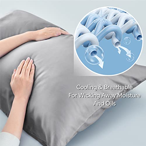 Image of BEDELITE King Pillow Cases Set of 2, Rayon Derived from Bamboo, Silver Grey | Cooling and Breathable Pillow Cover for Hot Sleepers & Night Sweats, Silky Soft Cozy, Envelope Closure, 20x36 Inches