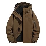 Sport Outdoor Herren Drei-in-Eins Bergsteigerjacke Herren Winddichte Jacke Warme Dicke Langarm Kapuze Freizeitjacke Lose Einfarbig Herrenmantel Wasserfest Outdoorjacke Hooded Regenjacke Angriffsjacke
