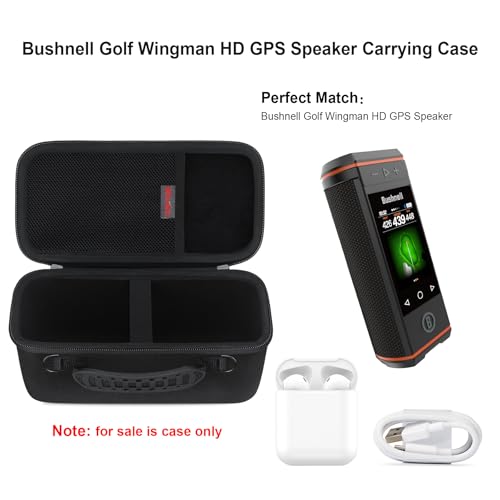 Image of Elonbo Carrying Case for Bushnell Golf Wingman HD GPS Speaker, Black | Golf GPS Speaker and Handheld GPS Rangefinder Hard Travel Bag, with Mesh Pocket Handle Double Zipper, for Protective Storage