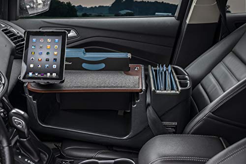 Image of AutoExec AE-FMEF-PI-TAB-21M Efficiency FileMaster Car Desk for Your Vehicle Workstation and Mobile Office, Mahogany with 400 watt Power Inverter and Tablet Mount | Vehicle Workstation and Mobile Office, 400 Watt Power Inverter, Tablet Mount
