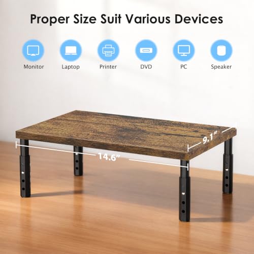 Image of OPNICE Adjustable Monitor Stand Riser for Desk, Wood Computer & Laptop Stand, Desk Organizers and Accessories, Office Desk Accessories & Workspace Organizer for Home Office Supplies, Brown 2-Pack