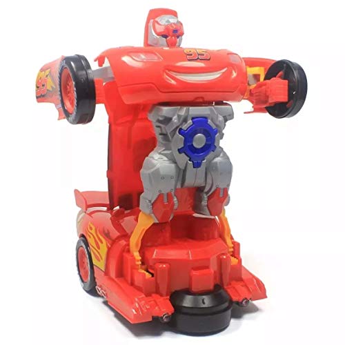 brinquedo carro vira robo Relâmpago Mcqueen Bate Volta Vira Robô Luz E Som a pilhas dia das crianças