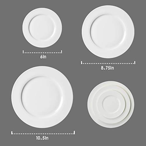 Amhomel 12-Piece Bone China Natural White Dinner Plates, Porcelain Dessert Or Salad Plate, Round Dinnerware Sets, Scratch Resistant, Lead-Free, Microwave, Oven, And Dishwasher Safe (8.75-Inch) #TOP7