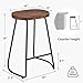 HeuGah Bar Stools Set of 4, Saddle Seat Bar Stools with Metal Legs, Rustic Backless Counter Height Stools, Industrial Counter Stools (Walnut, 26 Inch)