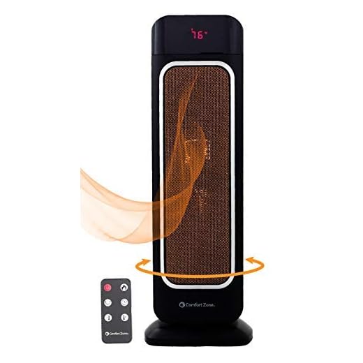 Oscillating Space Heater – Ceramic Forced Fan Heating with Stay Cool Housing - Tower with Remote Control, Digital Thermostat, Timer, Large Temperature Display and Efficient ECO Mode - by Bovado USA