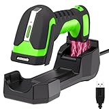 Industrial 433Mhz Wireless Barcode Scanner with Charging Cradle,IP65 Drop-Proof 2-in-1 Bluetooth and 433Mhz Barcode Reader for Laptop Desktop Tablet Android iOS,ipad