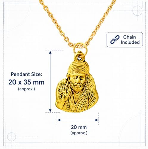 Religious Jewelry Lord Shirdi Sai Baba Gold Brass Pendant Necklace For Men And Women_18072 image 2