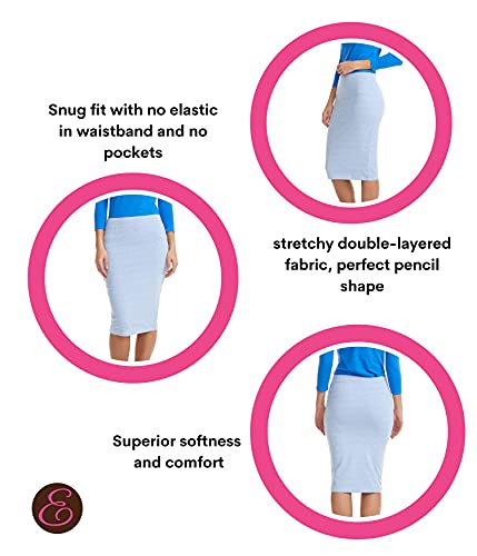 Esteez Blue Pencil Skirts For Women - Below The Knee Pencil Skirt - Midi Pencil Skirts For Women Below Knee - Plus Size Knee Skirts For Women Trendy - Chicago (Ex802107 Baby Blue Xx-Large) #TOP3