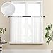 MRTREES White Sheer Curtain Tiers 36 inch Length Kitchen Window Sheers Bathroom Short Transparent Voile Curtain Panels Rod Pocket Cafe Curtains Light Filtering 2 Panels