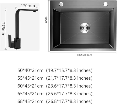 Évier de cuisine rectangulaire cuve unique sous plan inox