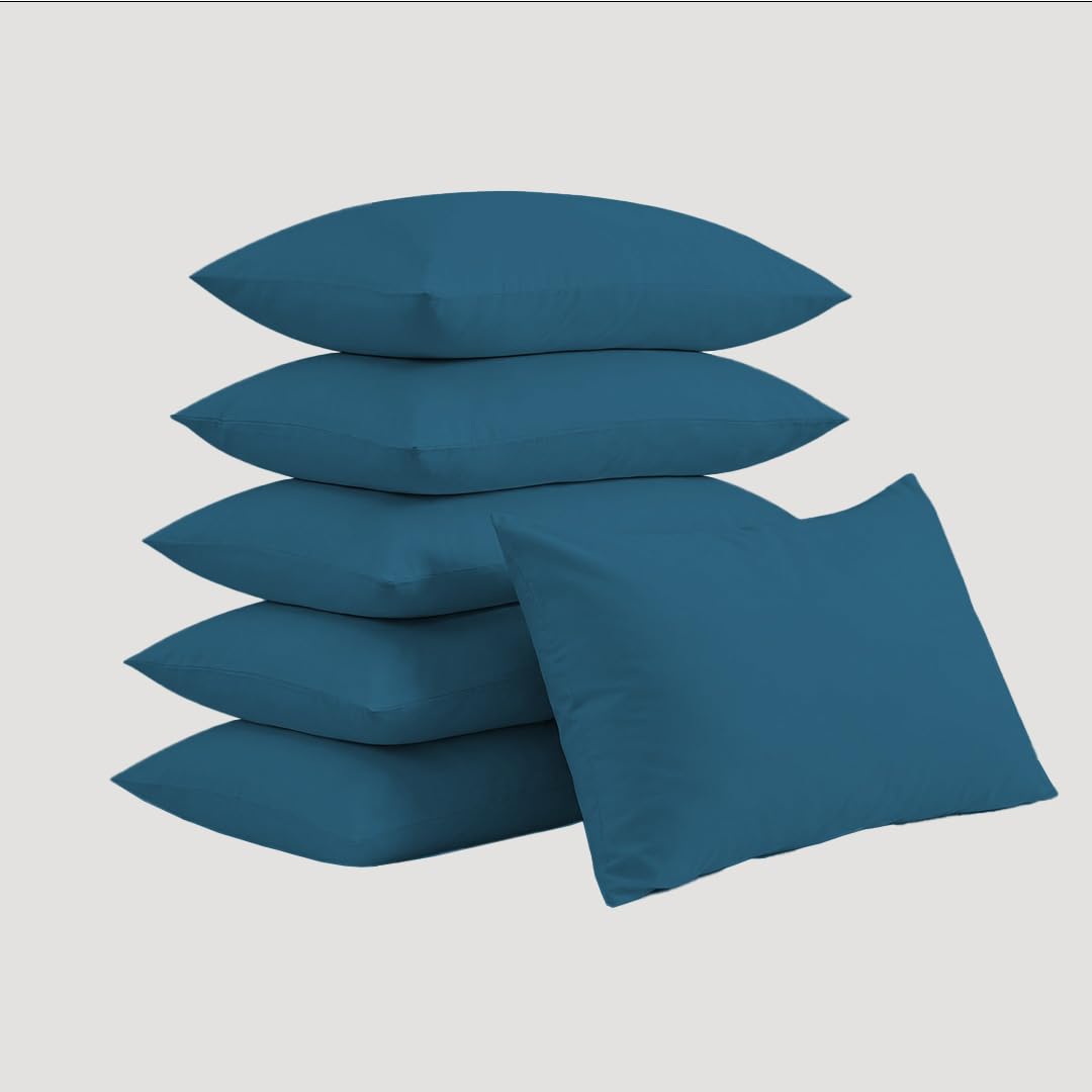 Ziya Homes Pillow Cases 6 Pack - Teal Housewife Pillowcases - 200TC Soft Brushed Microfiber Pillow Covers with Envelope Closure (50 x 75 cm)