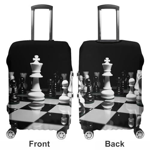 Black And White Chess Luggage Cover, Washable Elastic Suitcase Cover Protector Fit 18-32 Inch Luggage3