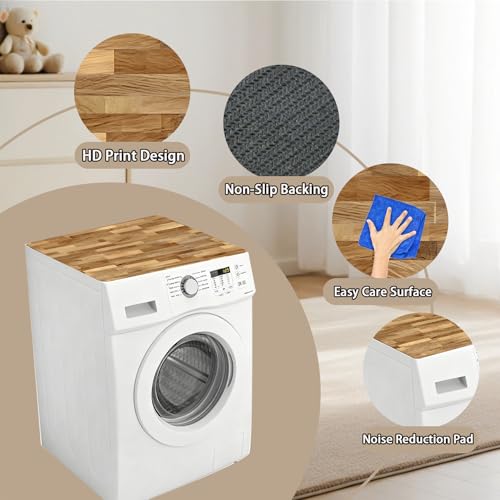 Image of Washer Dryer Top Cover Mat, Non-Slip Laundry Room Decor, Laundry Room Kitchen Appliance Decor Protector Universal 23.6 inchx19.7 inch (Wood Grain 3)