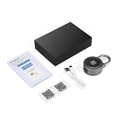 Fingerprint Padlock, Bluetooth Connection Metal Waterproof, Suitable for House Door, Suitcase, Backpack, Gym, Bike, Office (Grey) - Thumbnail 6