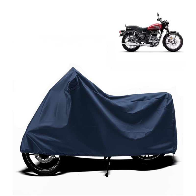Waterproof Bike Cover Compatible for Royal Enfield Bullet 350 | Dustproof & UV Protection Two Wheeler Body Cover for Outdoor & Indoor (Navy Blue)-picture-27
