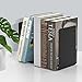 VFINE Bookends 1 Pair, Black Metal Book Ends, Heavy Bookends for Shelves, Book Stopper for Heavy Books, Book Organizer for Home Office School Supplies