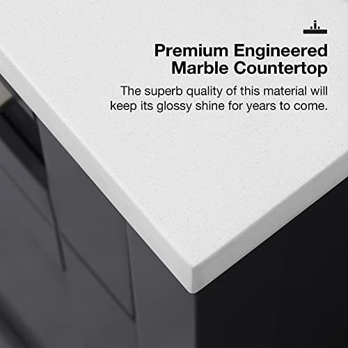 Ove Decors Tahoe-Lux 60 In. Bathroom Vanity Cabinet Freestanding Double Sink With White Cultured Marble Top, No Mirrors, Dark Charcoal #TOP6