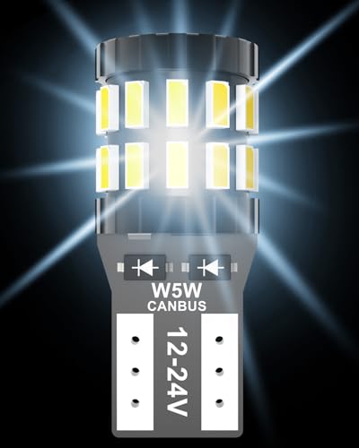 KATUR Innenbeleuchtung Glühbirne, Canbus Fehlerfrei 12V 24V 6000K Weiß 450LM 3W Boot RV Camper Innen Außen Landschaftsbeleuchtung, Packung mit 4