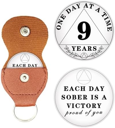 9 Year Sobriety Chip, One Day at A Time AA Chips and Medallions - Sobriety Recovery Coin Sober Token for Alcoholics Anonymous Recovery Sober Gifts
