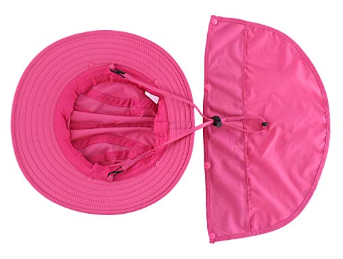Home Prefer Upf 50+ Girls Sun Hat With Neck Flap Summer Beach Hat Kids Safari Hat (Rose Red) #TOP4