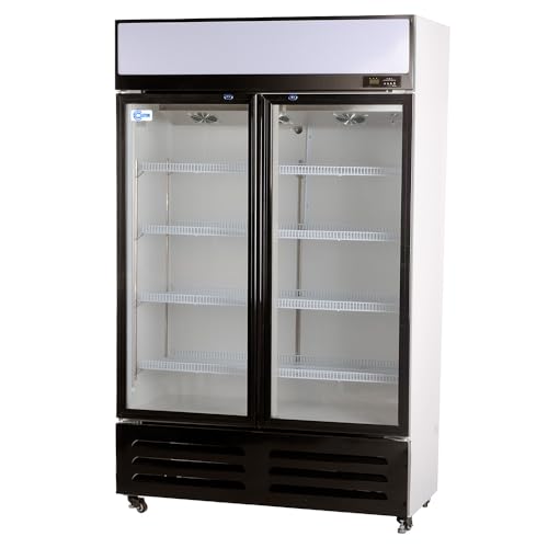 Cleiton® Armario Expositor Refrigerador 2 Puertas de Cristal 700 Litros Doble Cristal Templado Refrigeracion Ventilada Antivaho 1200x550x1980 mm | Vitrina Expositora Refrigerada | Nevera Frio Bebidas