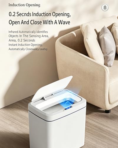 Cubo de basura automático con sensor elegante de 15L y carga de larga duración para interiores 6