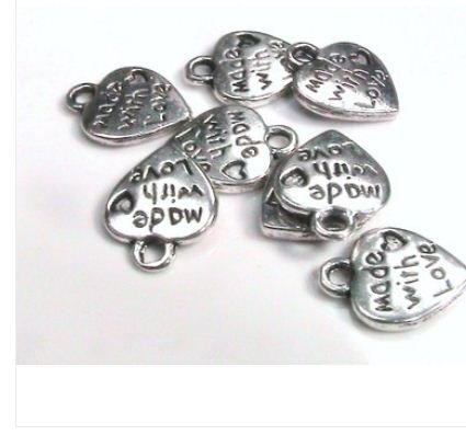 30 x 13mm Tibetan Silver Made With Love Charms Antique Silver Colour Beads - (Crafts - Jewellery Making Beads - Fashion Charms - Jewelry Accessories - Jewellery Findings 2s) by JAJA's Store