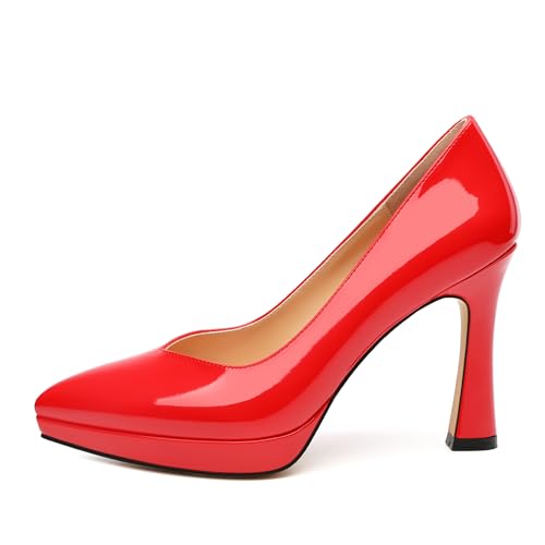 Womens Platform Heeled Pumps, Pointed Toe Stilettos Pumps for Women, Platform Heels Dress Pumps 4"2