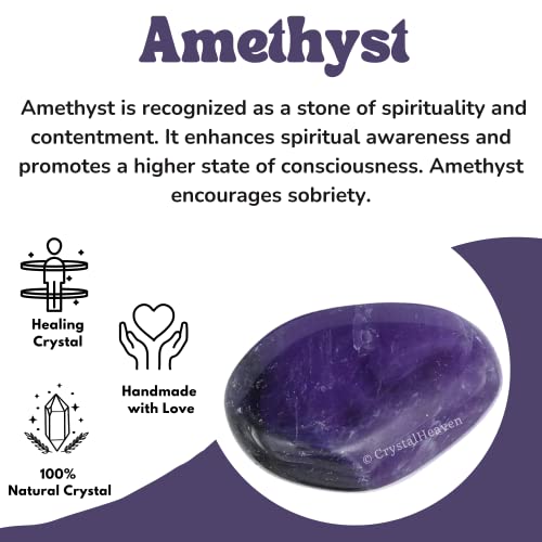 Image of Certified Amethyst Crystal Healing Tumbled Stone, Natural Polished Crystals for DIY Crafts, Manifestation, Meditation, Pooja Feng Shui and Reiki Healing (30 Grams)