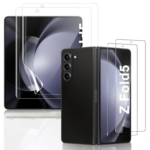 JEHOO 2Set 6PCS for Samsung Galaxy Z Fold 5 Screen Protector [2+2+2 Pcs] Inner Soft TPU + Front Tempered Glass + Camera Lens Protector with Upgrade Alignment Tool Scratch Resistant