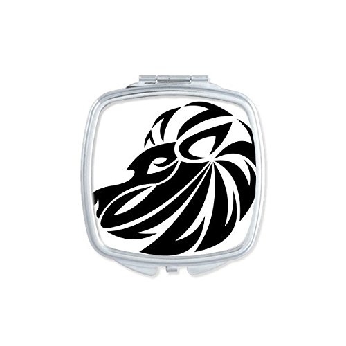 Miroir de poche Lion constellation et zodiaque carré pour retouches maquillage